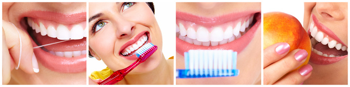 White Teeth with toothbrush. Dental health background